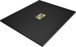 MEXEN/S - Hugo sprchová vanička SMC 110x100, čierna, krytka zlatá (42701011-G)