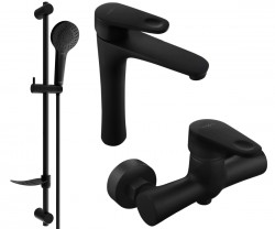 MEXEN/S - Kama DF05 Set umývadlovej a sprchovej batérie s príslušenstvom, čierna (72514DF05-70)