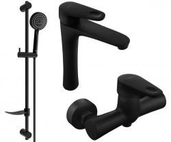 MEXEN/S - Kama DF75 Set umývadlové a sprchové batérie s príslušenstvom, čierna (72514DF75-70)