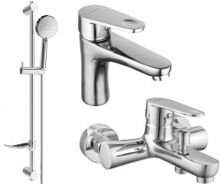 MEXEN/S - Kama DF75 Set umývadlové a vaňové batérie s príslušenstvom, chróm (72503DF75-00)