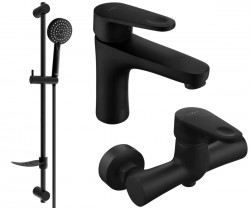 MEXEN/S - Kama DF75 Set umývadlovej a sprchovej batérie s príslušenstvom, čierna (72504DF75-70)