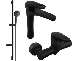 MEXEN/S - Kama DS05 Set umývadlové a sprchové batérie s príslušenstvom, čierna (72514DS05-70)
