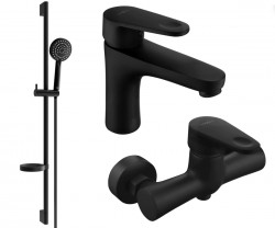 MEXEN/S - Kama DS75 Set umývadlové a sprchové batérie s príslušenstvom, čierna (72504DS75-70)