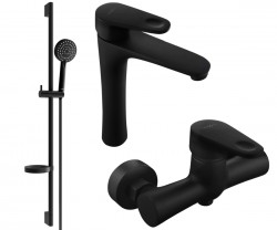 MEXEN/S - Kama DS75 Set umývadlové a sprchové batérie s príslušenstvom, čierna (72514DS75-70)