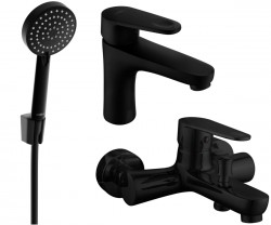 MEXEN/S - Kama R75 Set umývadlové a vaňové batérie s príslušenstvom, čierna (72503R75-70)