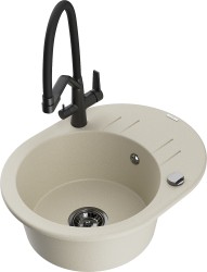 MEXEN/S - Kevin granitový drez 1-miska vrátane batérie Duo, béžová (6517-69-671701-70-B)