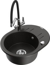MEXEN/S - Kevin granitový drez 1-miska vrátane batérie Duo, čierna/zlatá metalik (6517-75-671701-07)