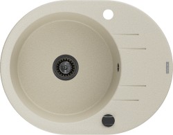 MEXEN/S - Kevin granitový drez 1 s odkvapkávačom 586 x 458 mm, béžová, + čierny sifón (6517581005-69-B)