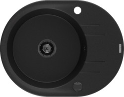 MEXEN/S - Kevin granitový drez 1 s odkvapkávačom 586 x 458 mm, čierna, + čierny sifón (6517581005-77-B)