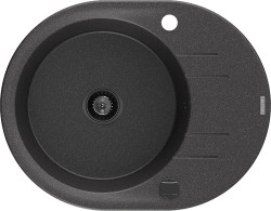 MEXEN/S - Kevin granitový drez 1 s odkvapkávačom 586 x 458 mm, čierna kropenatá, + čierny sifón (6517581005-76-B)