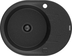 MEXEN/S - Kevin granitový drez 1 s odkvapkávačom 586 x 458 mm, čierna/strieborný metalik, + čierny sifón (6517581005-73-B)