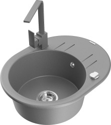 MEXEN/S - Kevin granitový drez s odkvapkávačom vrátane batérie Rita, šedá (6517-71-670300-71)