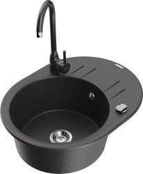 MEXEN/S - Kevin granitový drez s odkvapkávačom vrátane batérie Telma, kropenatá (6517-76-670200-76)