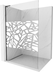 MEXEN/S - Kioto L Sprchová zástena WALK-IN 100 x 200, biely vzor, čierna (800-100-103-70-85)