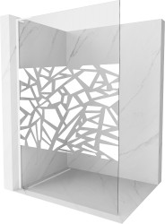 MEXEN/S - Kioto L Sprchová zástena WALK-IN 120 x 200, biely vzor, biela (800-120-103-20-85)