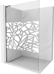 MEXEN/S - Kioto L Sprchová zástena WALK-IN 120 x 200, biely vzor, grafit kartáčovaná (800-120-103-66-85)