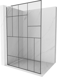 MEXEN/S - Kioto L Sprchová zástena WALK-IN 120 x 200, čierny vzor, biela (800-120-103-20-78)