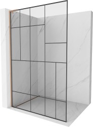 MEXEN/S - Kioto L Sprchová zástena WALK-IN 120 x 200, čierny vzor, meď kartáčovaná (800-120-103-65-78)