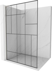 MEXEN/S - Kioto L Sprchová zástena WALK-IN 120 x 200, čierny vzor, nikel kartáčovaná (800-120-103-97-78)