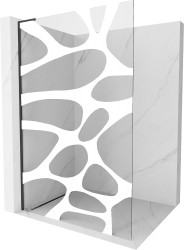 MEXEN/S - Kioto L Sprchová zástena WALK-IN 70 x 200, biely vzor, čierna (800-070-103-70-97)