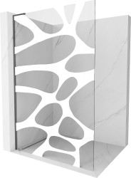 MEXEN/S - Kioto L Sprchová zástena WALK-IN 70 x 200, biely vzor, grafit kartáčovaná (800-070-103-66-97)