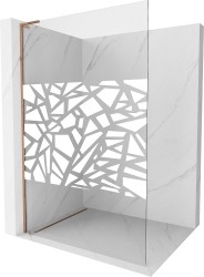 MEXEN/S - Kioto L Sprchová zástena WALK-IN 70 x 200, biely vzor, ružové zlato (800-070-103-60-85)