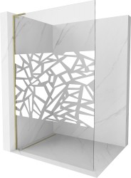 MEXEN/S - Kioto L Sprchová zástena WALK-IN 70 x 200, biely vzor, zlatá (800-070-103-50-85)