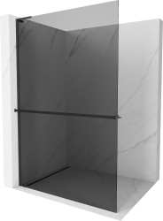 MEXEN/S - Kioto+ L Sprchová zástena WALK-IN s poličkou a držiakom uterákov 100 x 200, grafit, čierna (800-100-123-70-40)