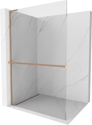 MEXEN/S - Kioto+ L Sprchová zástena WALK-IN s poličkou a držiakom uterákov 120 x 200, transparent, meď kartáčovaná (800-120-123-65-00)