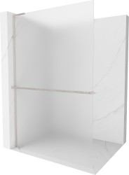 MEXEN/S - Kioto+ L Sprchová zástena WALK-IN s poličkou a držiakom uterákov 70 x 200, dekor, nikel kartáčovaná (800-070-123-97-30)