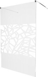 MEXEN/S - KIOTO samostatne stojaca sprchová zástena 100 x 200, transparent/biela vzor 8 mm, chróm (800-100-002-01-85)