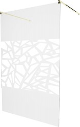 MEXEN/S - KIOTO samostatne stojaca sprchová zástena 100 x 200, transparent/biela vzor 8 mm, zlatá (800-100-002-50-85)