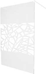 MEXEN/S - KIOTO samostatne stojaca sprchová zástena 100 x 200, transparent/biely vzor 8 mm, biela (800-100-002-20-85)