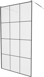 MEXEN/S - KIOTO samostatne stojaca sprchová zástena 100 x 200, transparent/čierna vzor 8 mm, chróm (800-100-002-01-77)