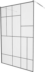 MEXEN/S - KIOTO samostatne stojaca sprchová zástena 100 x 200, transparent/čierna vzor 8 mm, chróm (800-100-002-01-78)