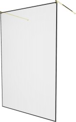 MEXEN/S - KIOTO samostatne stojaca sprchová zástena 100 x 200, transparent/čierna vzor 8 mm, zlatá (800-100-002-50-70)
