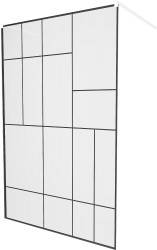 MEXEN/S - KIOTO samostatne stojaca sprchová zástena 100 x 200, transparent/čierny vzor 8 mm, biela (800-100-002-20-78)