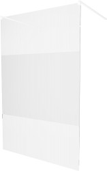 MEXEN/S - KIOTO samostatne stojaca sprchová zástena 100 x 200, transparent/dekor 8 mm, biela (800-100-002-20-35)
