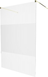 MEXEN/S - KIOTO samostatne stojaca sprchová zástena 100 x 200, transparent/matné sklo 8 mm, zlatá (800-100-002-50-35)