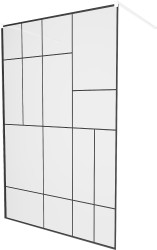 MEXEN/S - KIOTO samostatne stojaca sprchová zástena 110 x 200, transparent/čierny vzor 8 mm, biela (800-110-002-20-78)