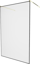 MEXEN/S - KIOTO samostatne stojaca sprchová zástena 120 x 200, transparent/čierna vzor 8 mm, zlatá (800-120-002-50-70)