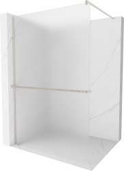 MEXEN/S - Kioto+ Sprchová zástena s poličkou WALK-IN 100 x 200, dekor, nikel kartáčovaný (800-100-121-97-30)