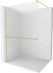 MEXEN/S - Kioto+ Sprchová zástena s poličkou WALK-IN 110 x 200, dekor, zlatá kartáčovaná (800-110-121-55-30)