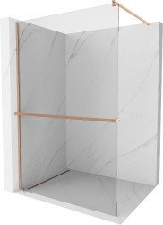 MEXEN/S - Kioto+ Sprchová zástena s poličkou WALK-IN 70 x 200, transparent, meď kartáčovaná (800-070-121-65-00)