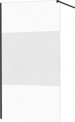MEXEN/S - KIOTO Sprchová zástena WALK-IN 090x200 cm 8 mm, čierna, Transparent / matné sklo (800-090-101-70-35)