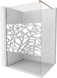 MEXEN/S - Kioto Sprchová zástena Walk-in 100 x 200, biely vzor 8 mm, meď kartáčovaná (800-100-101-65-85)