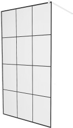 MEXEN/S - KIOTO Sprchová zástena WALK-IN 100 x 200, transparent/čierny vzor 8 mm, biela (800-100-101-20-77)