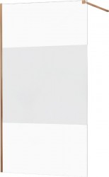 MEXEN/S - KIOTO Sprchová zástena WALK-IN 100x200 cm 8 mm, ružové zlato, Transparent/matné sklo (800-100-101-60-35)