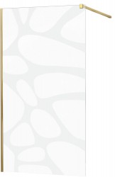 MEXEN/S - KIOTO Sprchová zástena WALK-IN 110x200 cm 8 mm, zlatá, biely vzor (800-110-101-50-97)