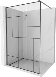 MEXEN/S - Kioto Sprchová zástena WALK-IN 120 x 200, čierny vzor 8 mm, grafit kartáčovaná (800-120-101-66-78)